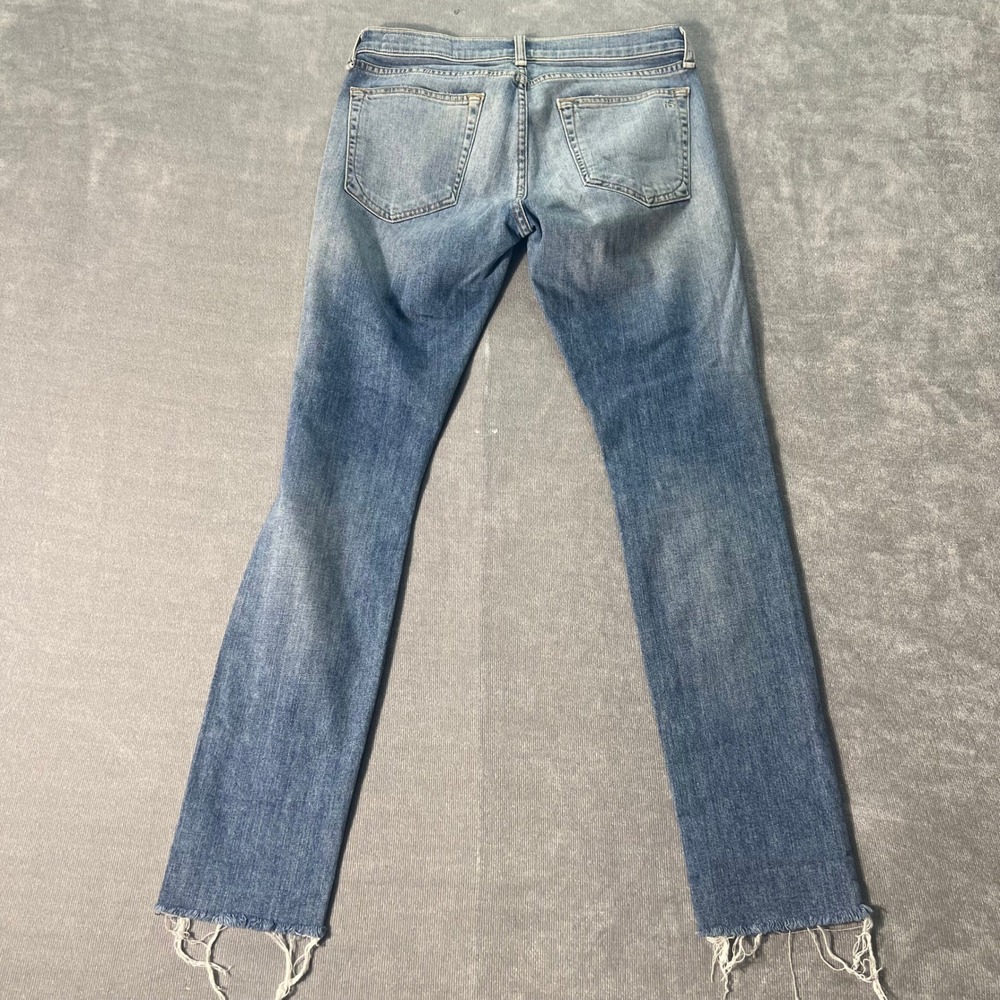 Rag & Bone June Dre Slim Boyfriend Jeans 26 Blue Distressed Raw Hem Denim - Picture 3 of 8